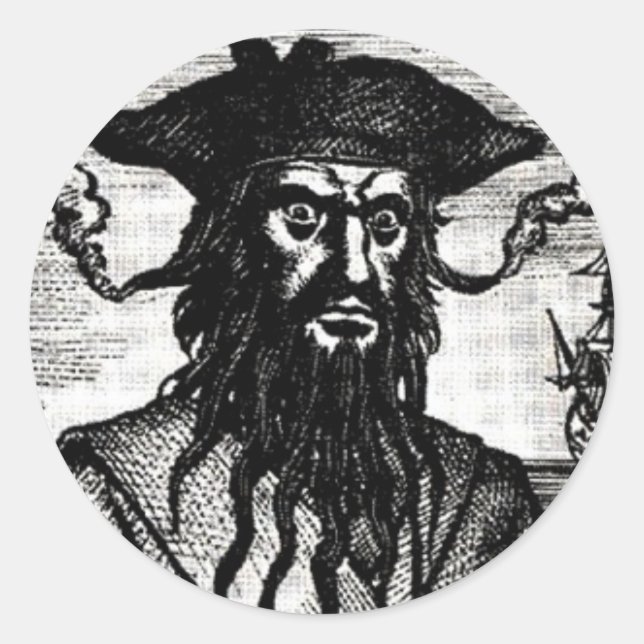 Edward Teach Portrait Classic Round Sticker (Front)