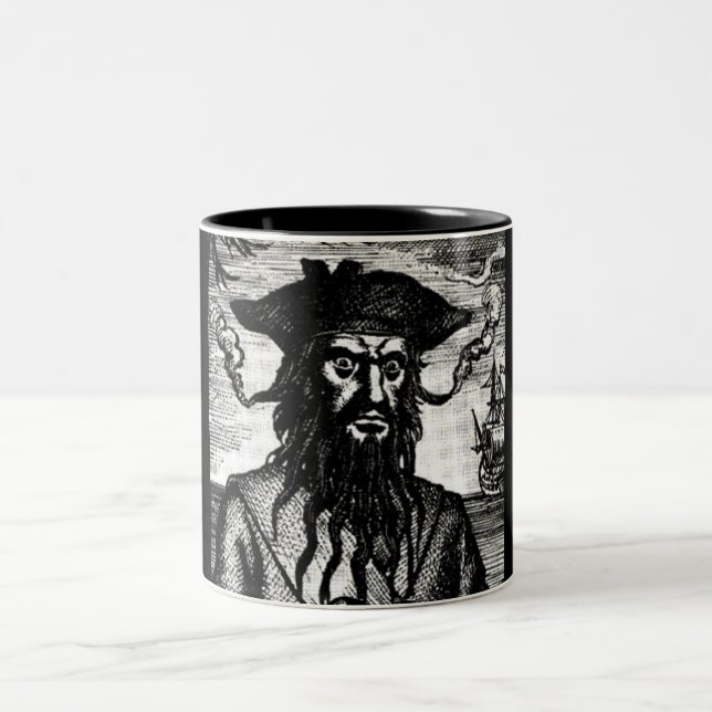 Edward Teach Portrait Two-Tone Coffee Mug (Center)