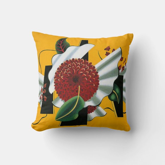 Edward Wadsworth, Dahlias, famous painting, Throw Pillow (Front)