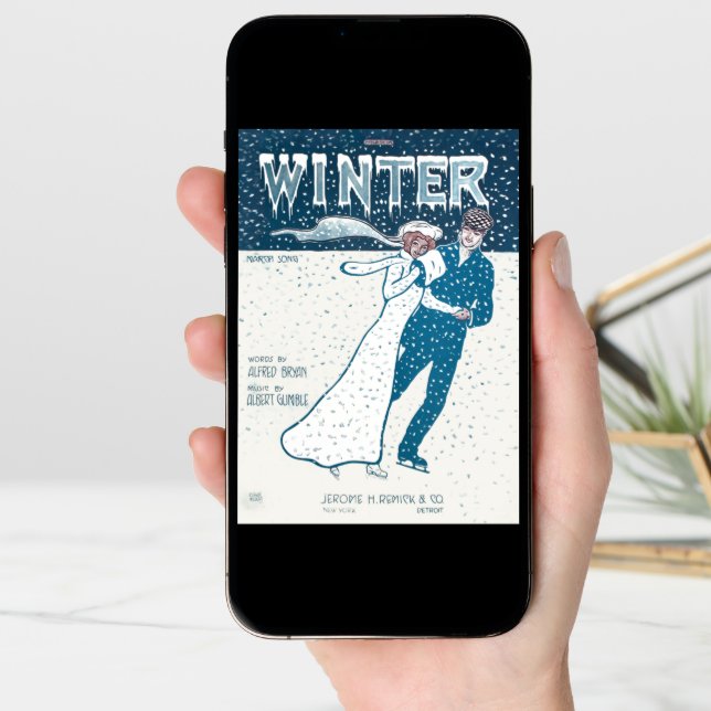 Edwardian Era Couple Ice Skating Sheet Music Card (Front Digital)