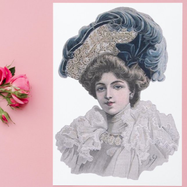 Edwardian Fashionable lady in blue hat  (Creator Uploaded)