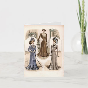 Edwardian Glam Vintage Fashion Illustration Card