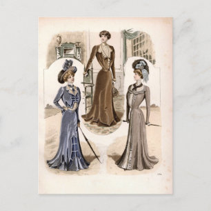 Edwardian Glam Vintage Fashion Illustration Postcard