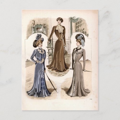 Edwardian Glam Vintage Fashion Illustration   Postcard