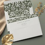 Edwardian Inspired William Morris Wedding Envelope<br><div class="desc">This exquisite wedding envelope is the perfect first impression for your grand event, adorned with a William Morris inspired Art Nouveau design. The forest green and white pattern cascades over the flap, hinting at the elegance awaiting inside. The reverse showcases a clean space for addressing, bordered by the same intricate,...</div>