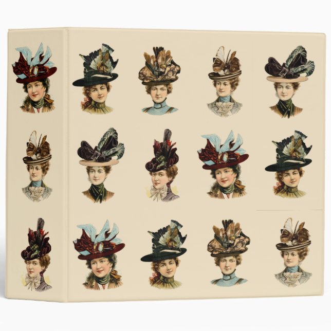Edwardian Ladies Hats 2" 3 Ring Binder (Front/Spine)