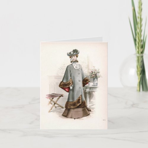 Edwardian Lady In A Fine Coat Vintage Fashion  Card