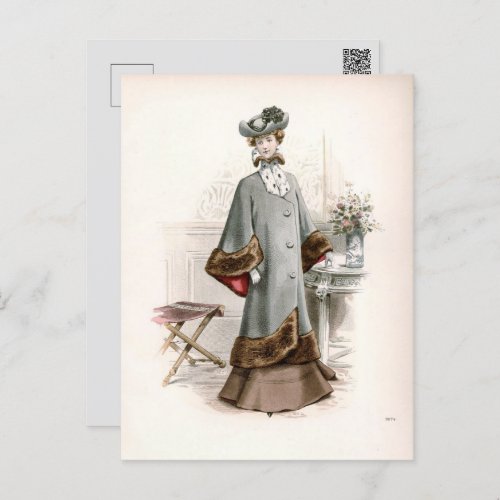 Edwardian Lady In A Fine Coat Vintage Fashion  Postcard