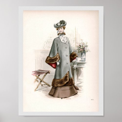 Edwardian Lady In A Fine Coat Vintage Fashion  Poster