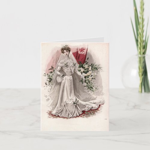 Edwardian Lady In Wedding Gown Vintage Fashion  Card