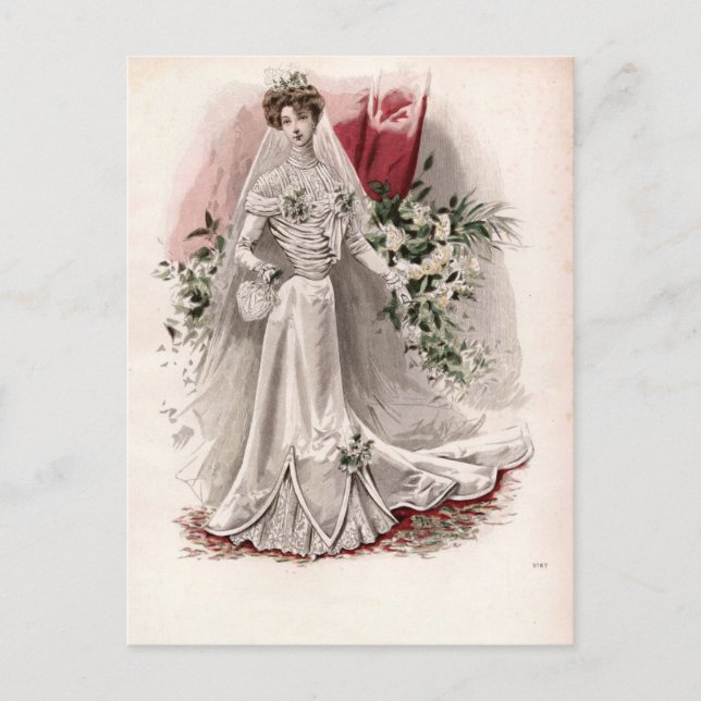 Edwardian Lady In Wedding Gown Vintage Fashion   Postcard (Front)