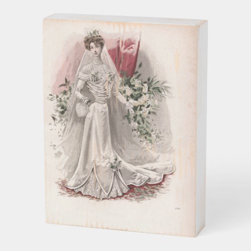 Edwardian Lady In Wedding Gown Vintage Fashion   Wooden Box Sign