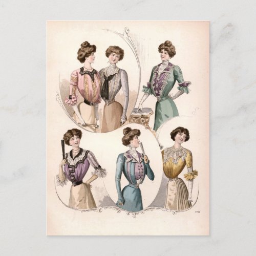 Edwardian Lady Vintage Fashion Illustration Postcard