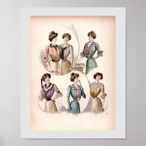 Edwardian Lady Vintage Fashion Illustration Poster