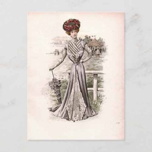 Edwardian Lady With Umbrella Vintage Fashion Postcard