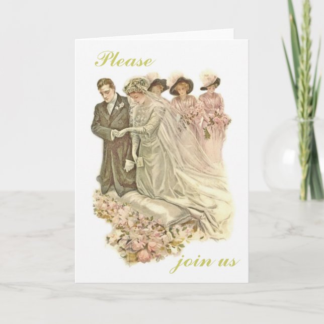 Edwardian Vintage Wedding Invitation Card (Front)