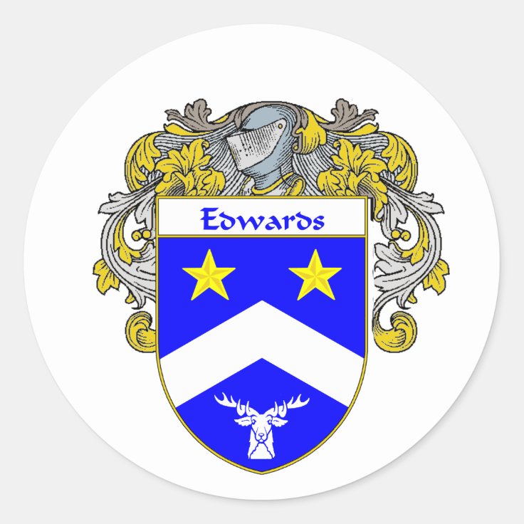 Edwards Coat Of Arms Mantled Classic Round Sticker Zazzle