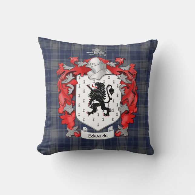 Edwards Family Coat of Arms - Wales Throw Pillow (Front)