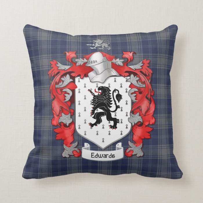 Edwards Family Coat of Arms   Wales Throw Pillows