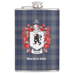 Edwards Family Crest and Tartan Plaid Flask