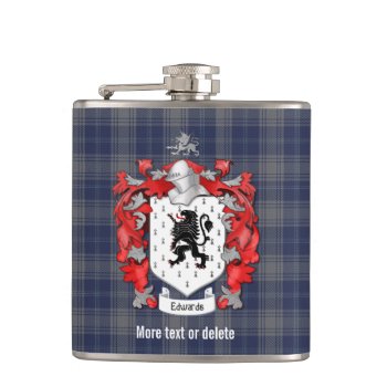Edwards Family Crest And Tartan Plaid Hip Flask by Spice at Zazzle