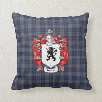 Edwards Family Crest And Tartan Plaid Throw Pillow by Spice at Zazzle