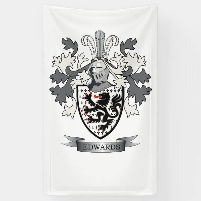 Edwards Family Crest Coat of Arms Banner (Vertical)