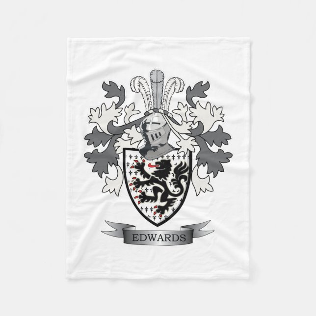 Edwards Family Crest Coat of Arms Fleece Blanket (Front)