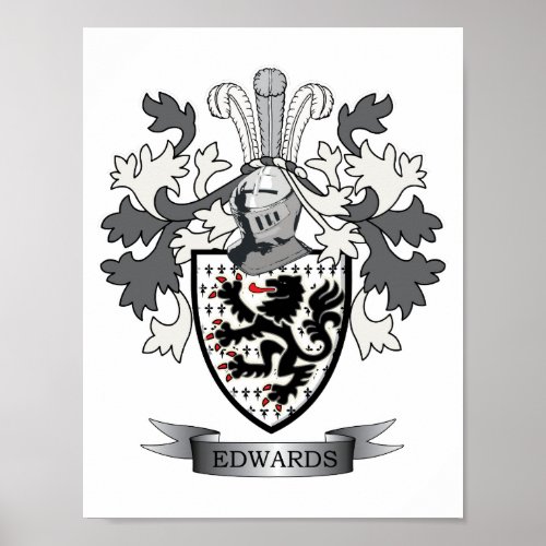 Edwards Family Crest Coat of Arms Poster