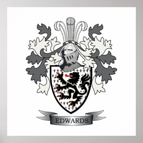 Edwards Family Crest Coat of Arms Poster