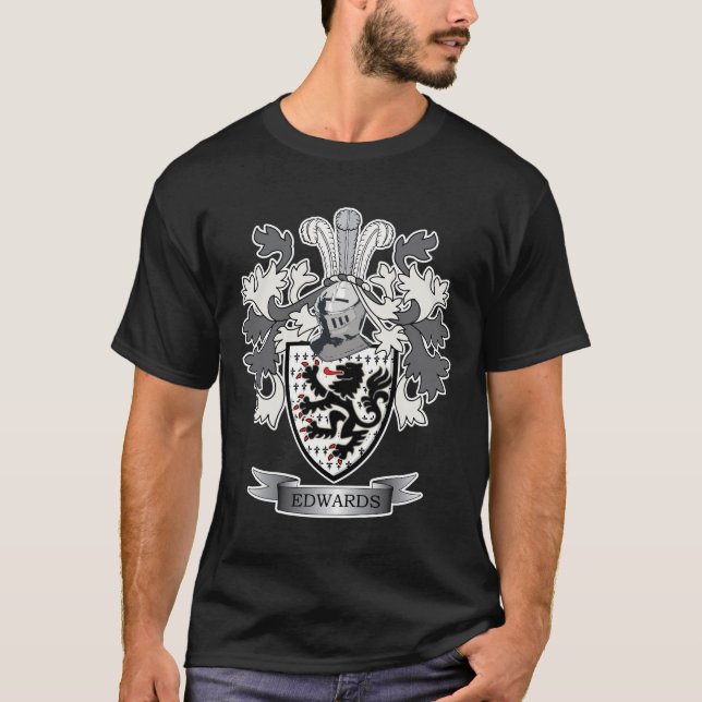 Edwards Family Crest Coat of Arms T-Shirt (Front)