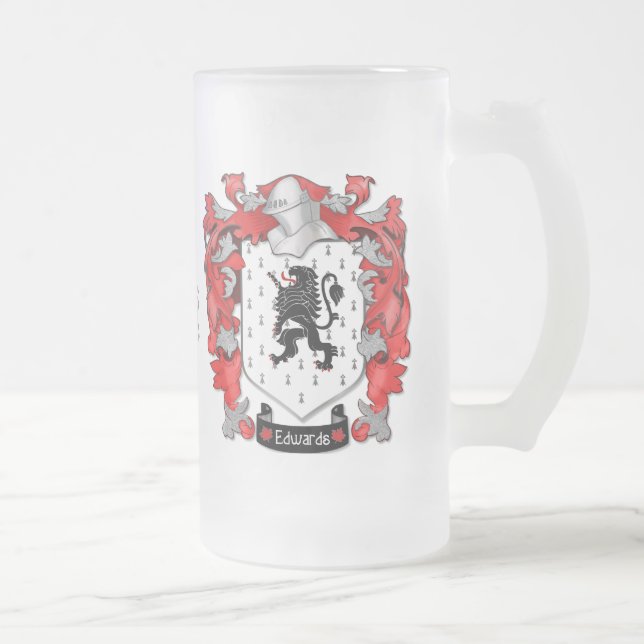 Edwards Family Crest - Wales-Canada Frosted Glass Beer Mug (Right)