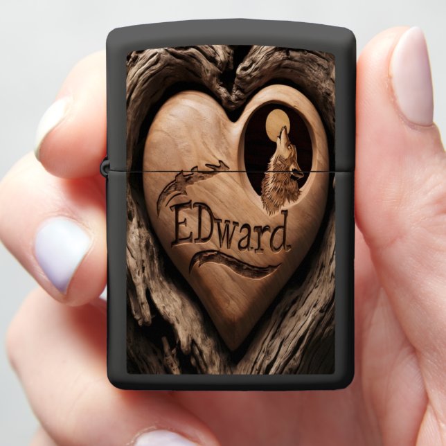Edward's Wolf Heart Zippo Lighter (In Hand)