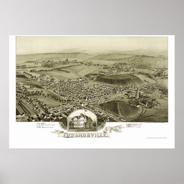 Edwardsville, PA Panoramic Map - 1892 Poster (Front)