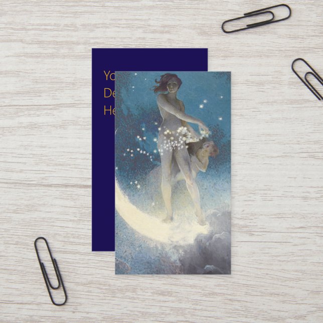 Edwin Blashfield Stars Scattering Art Nouveau Business Card (Front/Back In Situ)