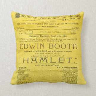 Edwin Booth Hamlet Program Throw Pillow