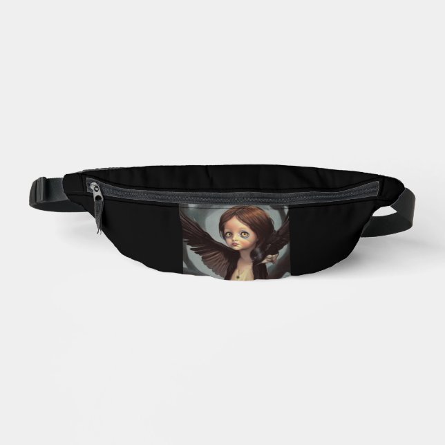 Edwin gothic black bird crow grunge fanny pack (Front)