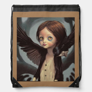 Edwin gothic black crow grunge drawstring bag