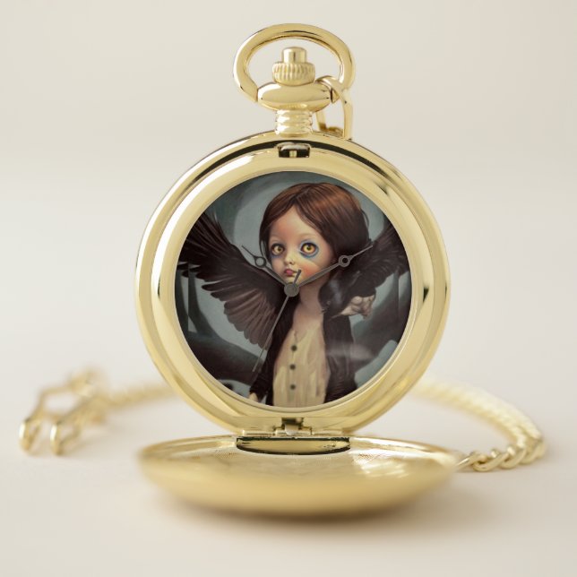 Edwin gothic black crow grunge pocket watch (Inside)