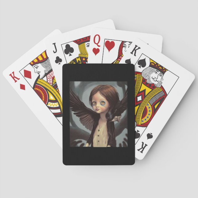Edwin gothic black crow grunge poker cards (Back)