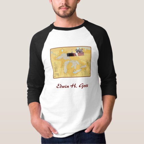 Edwin H Gott Great Lakes Ship on chart T_Shirt