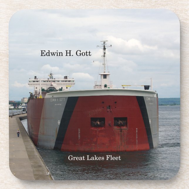 Edwin H. Gott set of 6 hard plastic coasters (Front)