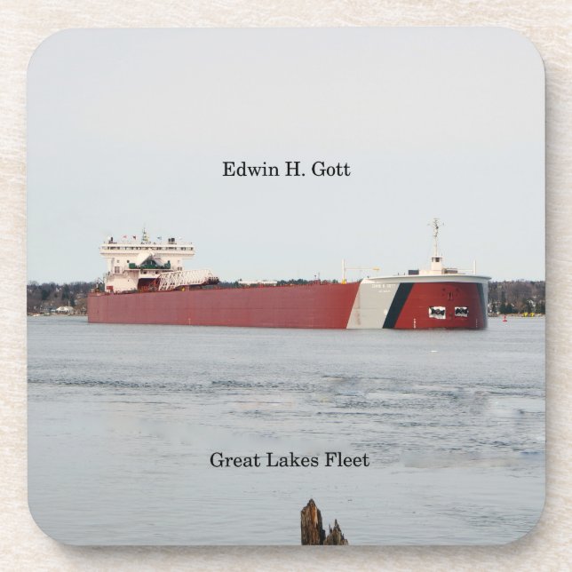 Edwin H. Gott set of 6 hard plastic coasters (Front)