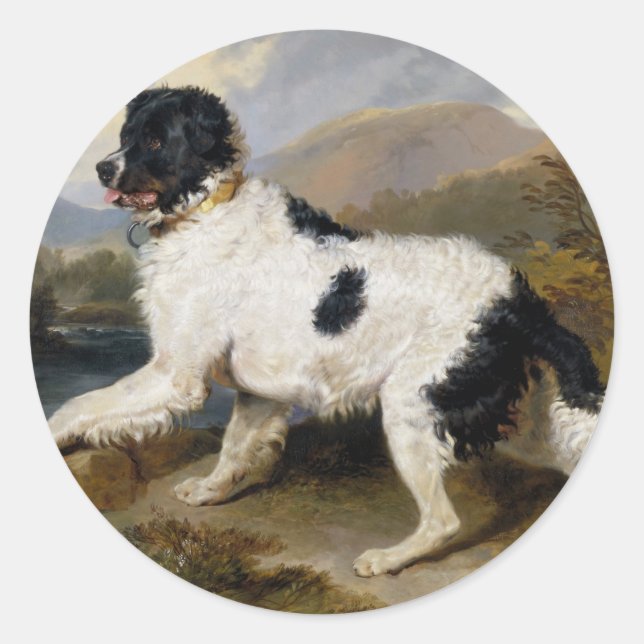 Edwin Henry Landseer Lion A Newfoundland Dog Classic Round Sticker (Front)