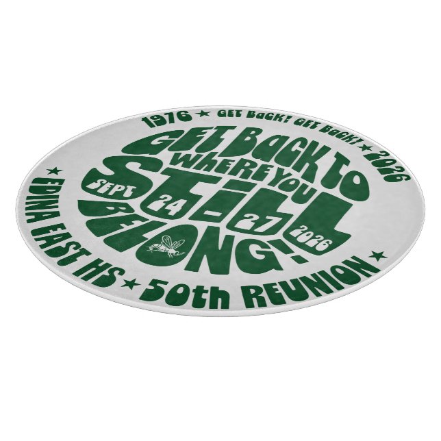 EE '76 Round Glass Cutting Board (Corner)