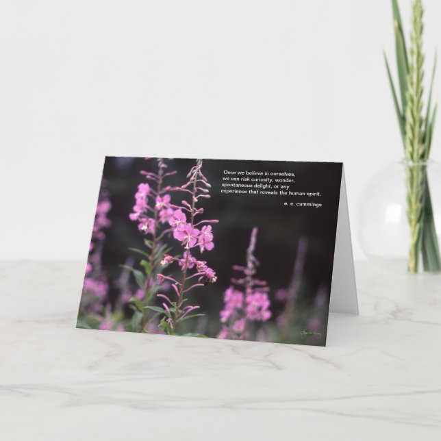 ee cummings inspirational quote - fireweed image card (Front)