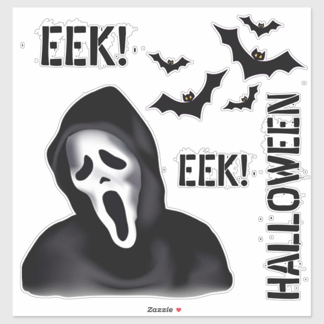 EEK & Echoes – Halloween Masked Ghost with Bats Sticker (Sheet)