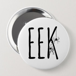 EEK Spider & Cobweb Halloween Black & White Button