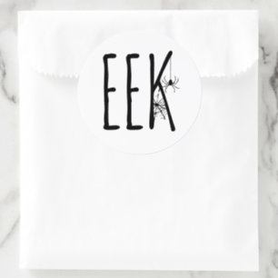 Eek Spider & Spiderweb Spooky Eerie Halloween Classic Round Sticker