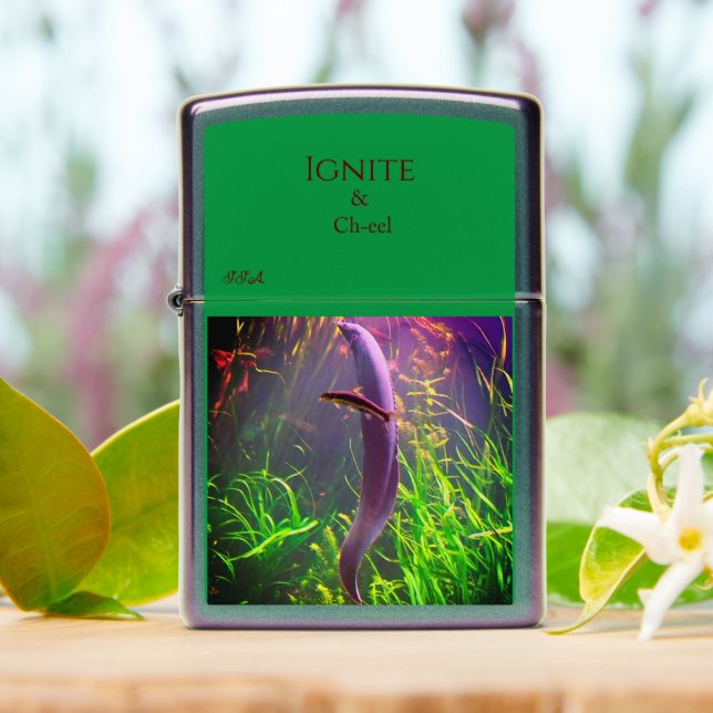 Eel Fish w/ Initials or Name Zippo Lighter (On Table)